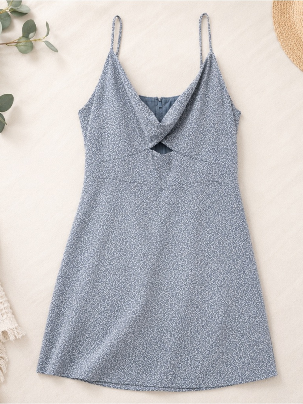 Abercrombie & Fitch Blue Floral Cowl Neck Mini Dress Size Large
